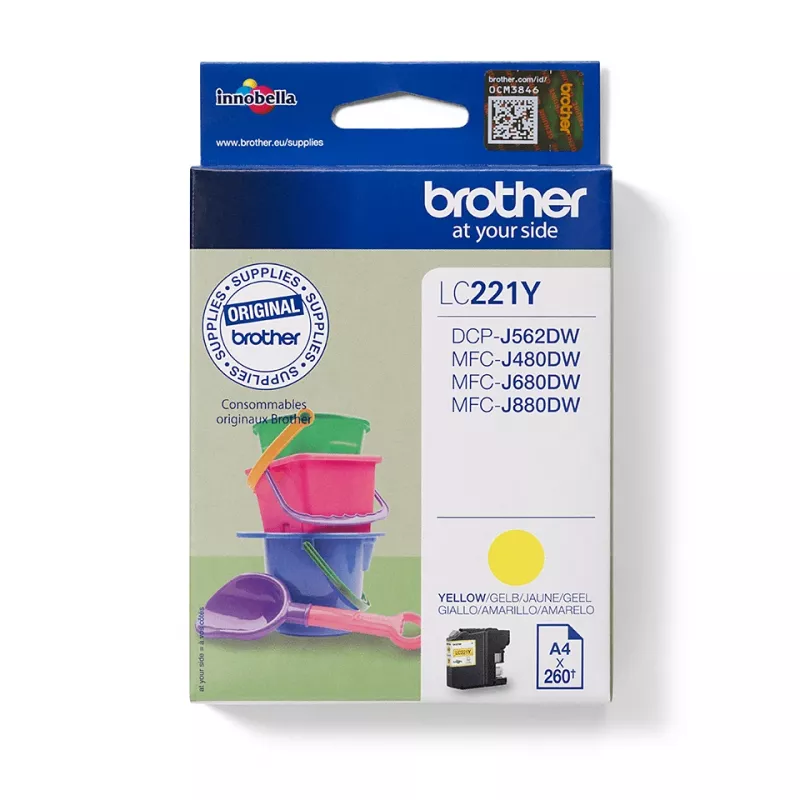 Brother LC221Y rašalo kasetė, 1 vnt. Originali geltona