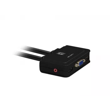 LevelOne 2 prievadų USB VGA kabelinis KVM jungiklis, garso palaikymas, 2048 x 1536 pikseliai, juodas