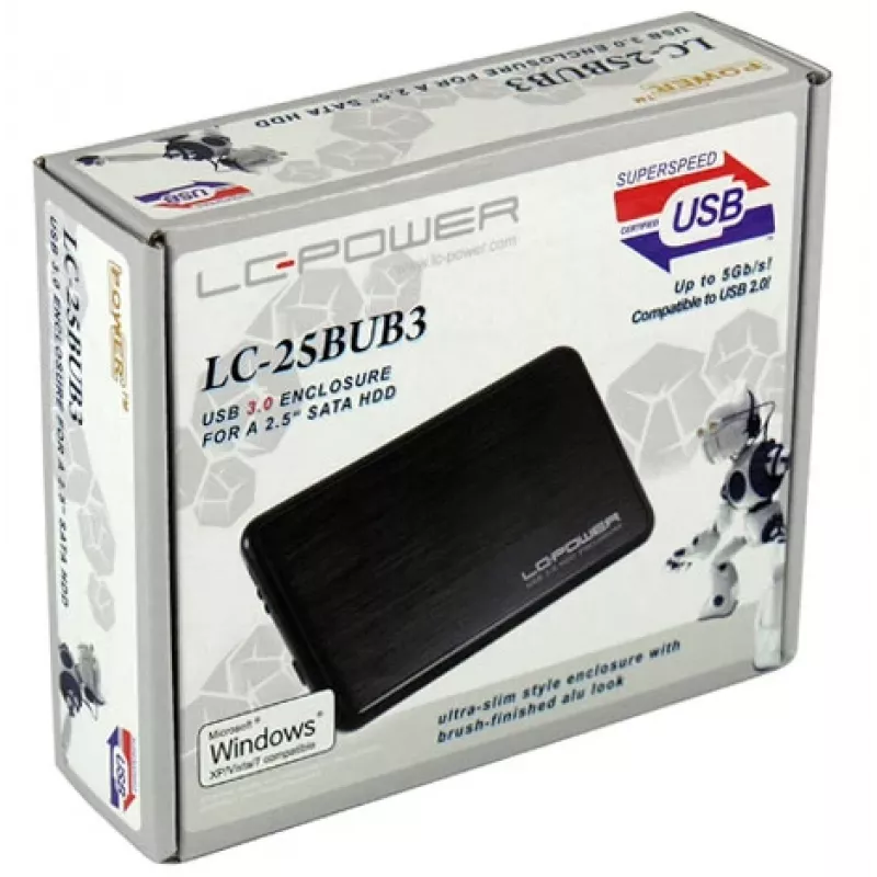 LC-POWER Media grotuvas - USB korpusas SATA-HDD 2,5 col. aliuminis USB 3.0 LC-Power Bla
