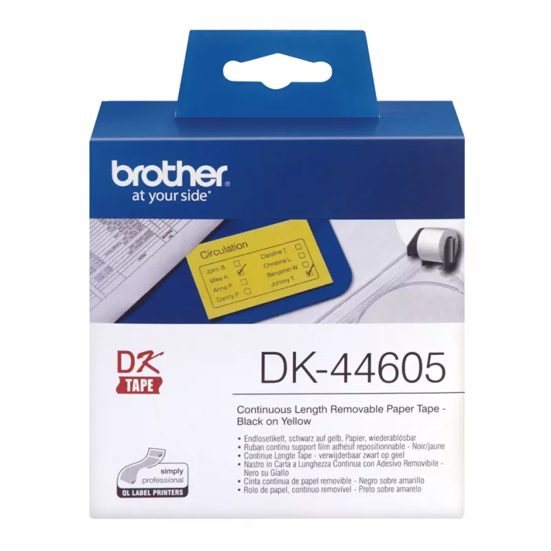 Brother DK-44605 spausdintuvo etiketė geltona