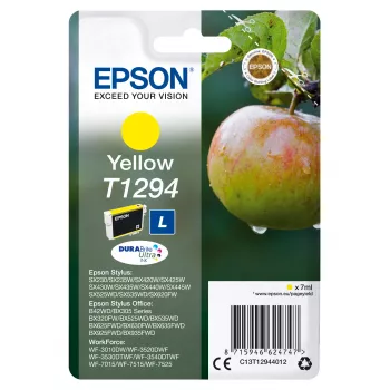Epson Apple vienos pakuotės geltonas T1294 DURABrite Ultra rašalas, Geltonas, Pigmentinis rašalas, 7 ml, 1 vnt., 616 puslapių