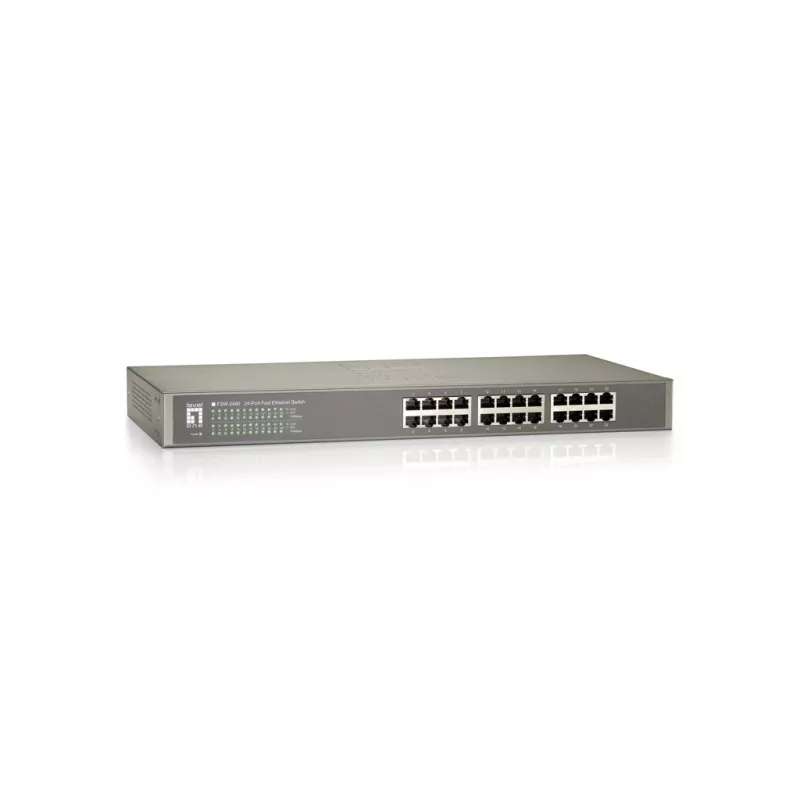 LevelOne 24 prievadų Fast Ethernet komutatorius, Nevaldomas, Fast Ethernet (10/100), Pilnas dvipusis ryšys, Tvirtinimas stelaže