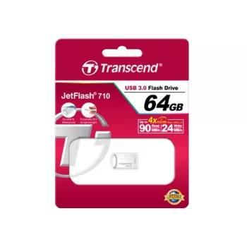 TRANSCEND Jetflash 710 - 64GB USB atmintukas - USB 3.0 - TLC - sidabrinis