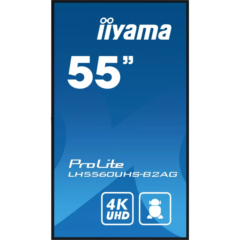 iiyama LH5560UHS-B2AG Skelbimų ekranas Skaitmeninis A-board 138,7 cm (54,6 colio) LED Wi-Fi 500 cd/m² 4K Ultra HD Juodas Integruotas procesorius Android 11 24/7