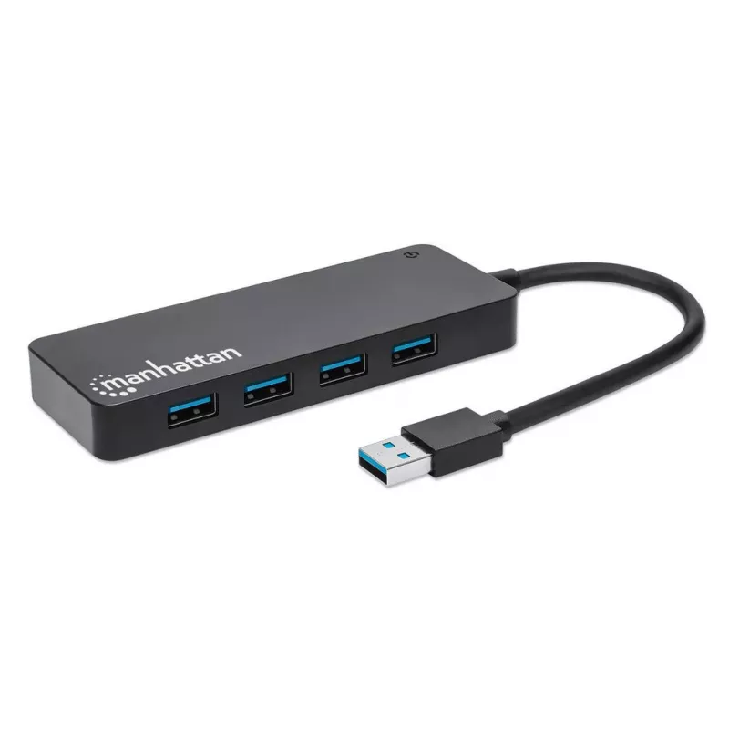 Manhattan USB-A 4 prievadų šakotuvas, 4x USB-A prievadai, 5 Gbps (USB 3.2 Gen1, dar žinomas kaip USB 3.0), maitinamas per USB (nereikia išorinio maitinimo šaltinio), atitinka ST4300PBU3 ir ST4300MINU3B