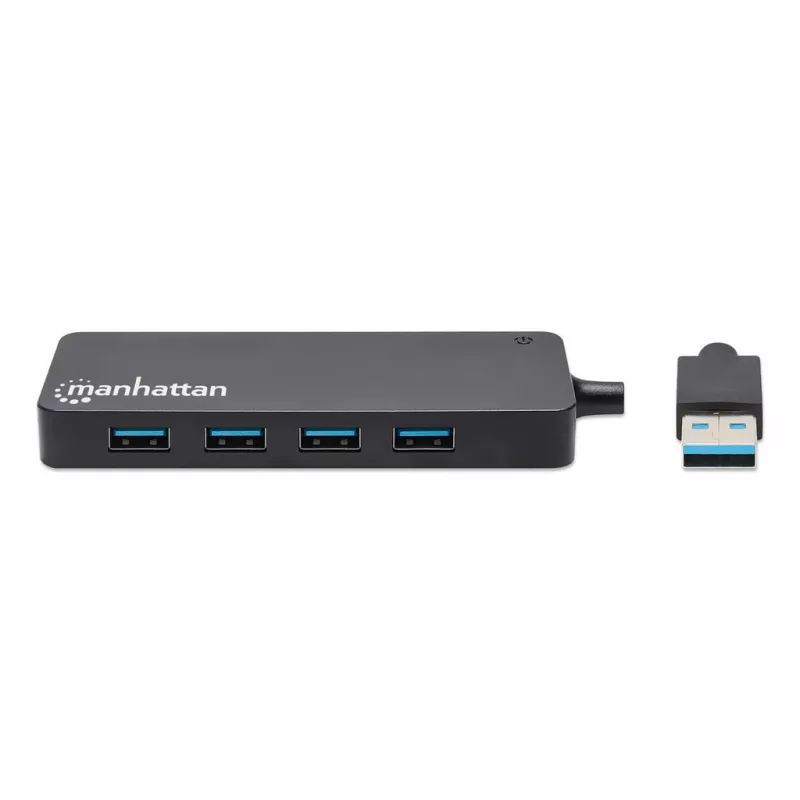 Manhattan USB-A 4 prievadų šakotuvas, 4x USB-A prievadai, 5 Gbps (USB 3.2 Gen1, dar žinomas kaip USB 3.0), maitinamas per USB (nereikia išorinio maitinimo šaltinio), atitinka ST4300PBU3 ir ST4300MINU3B