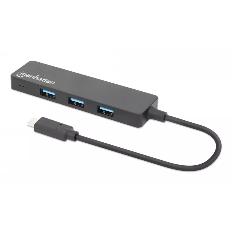 Manhattan USB-C dokas / šakotuvas, prievadai (4): USB-A (x4), 5 Gbps (USB 3.2 Gen 1, ankst. USB 3.0), maitinamas per USB (nereikalingas išorinis maitinimo šaltinis), atitinka HB30CM4AB