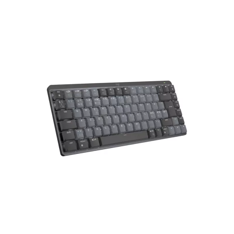 Logitech MX Mechanical Mini minimalistinė belaidė apšviesta klaviatūra – grafito spalvos, lytėjimo tylioji, QWERTY, danų/norvegų/švedų/suomių
