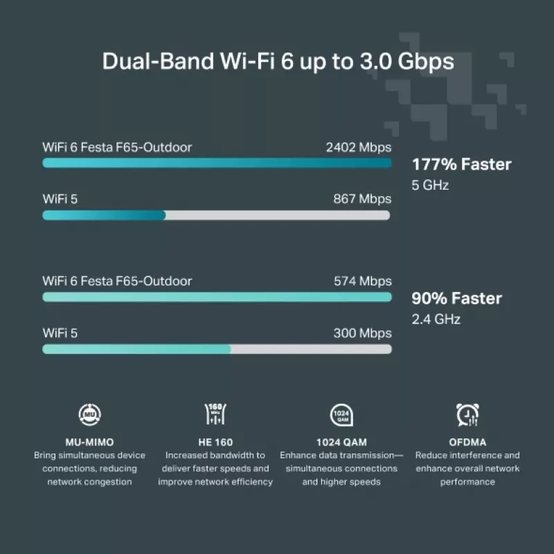 TP-Link Festa F65-Outdoor 3000 Mbit/s baltas maitinimas per eternetą (PoE)