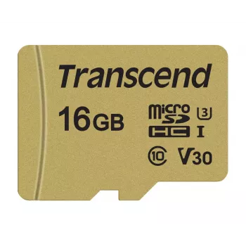 TRANSCEND Micro Sdhc kortelė 500s 16GB Uhs-i U3 Mlc su adapteriu