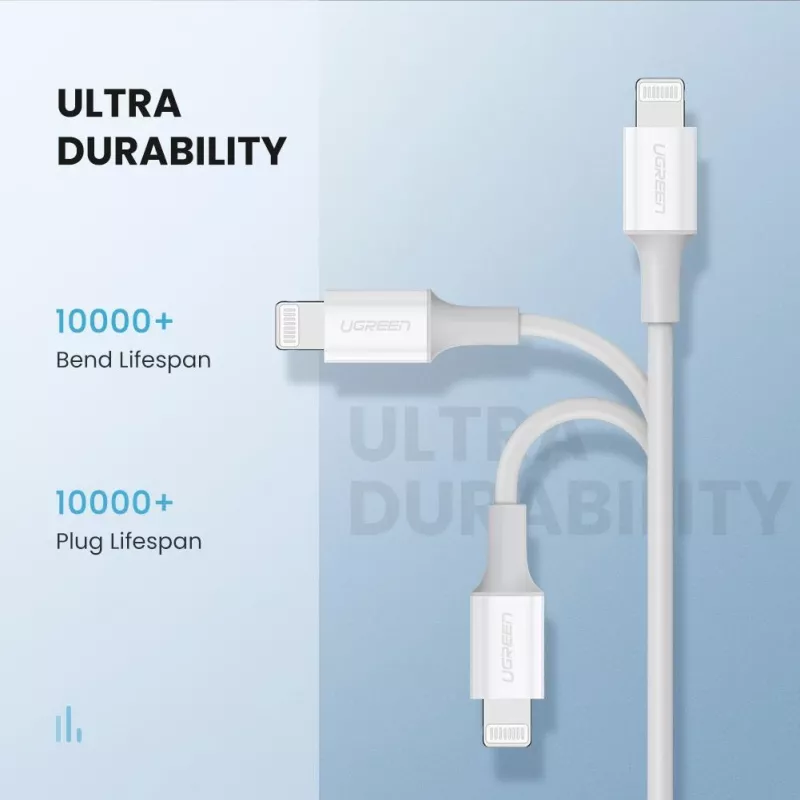Ugreen 10493 žaibo laidas 1 m Baltas