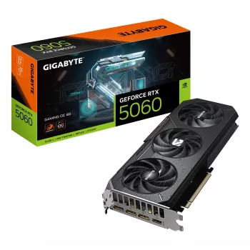 GIGABYTE GeForce RTX 5060 GAMING OC 8G vaizdo plokštė - 8GB GDDR7, 128bit, PCI-E 5.0, 2595 MHz branduolio dažnis, 3 x DisplayPort, 1 x HDMI, GV-N5060GAMING OC-8GD