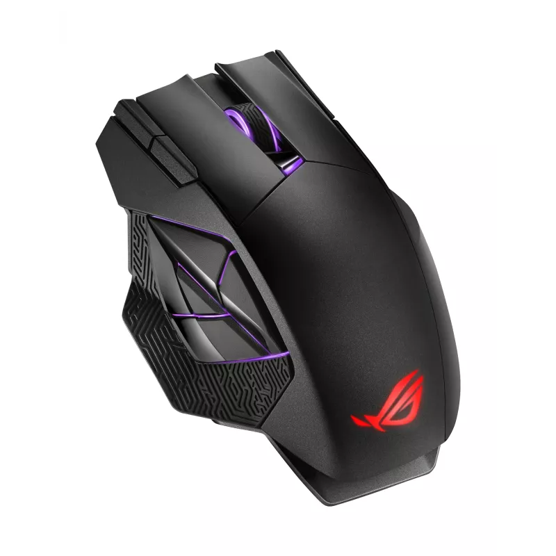 ASUS ROG Spatha X pelė žaidimams, dešinei rankai, RF belaidė + USB Type-C, optinė, 19000 DPI