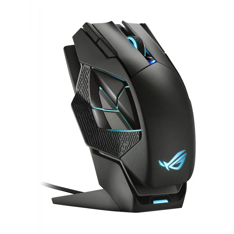 ASUS ROG Spatha X pelė žaidimams, dešinei rankai, RF belaidė + USB Type-C, optinė, 19000 DPI