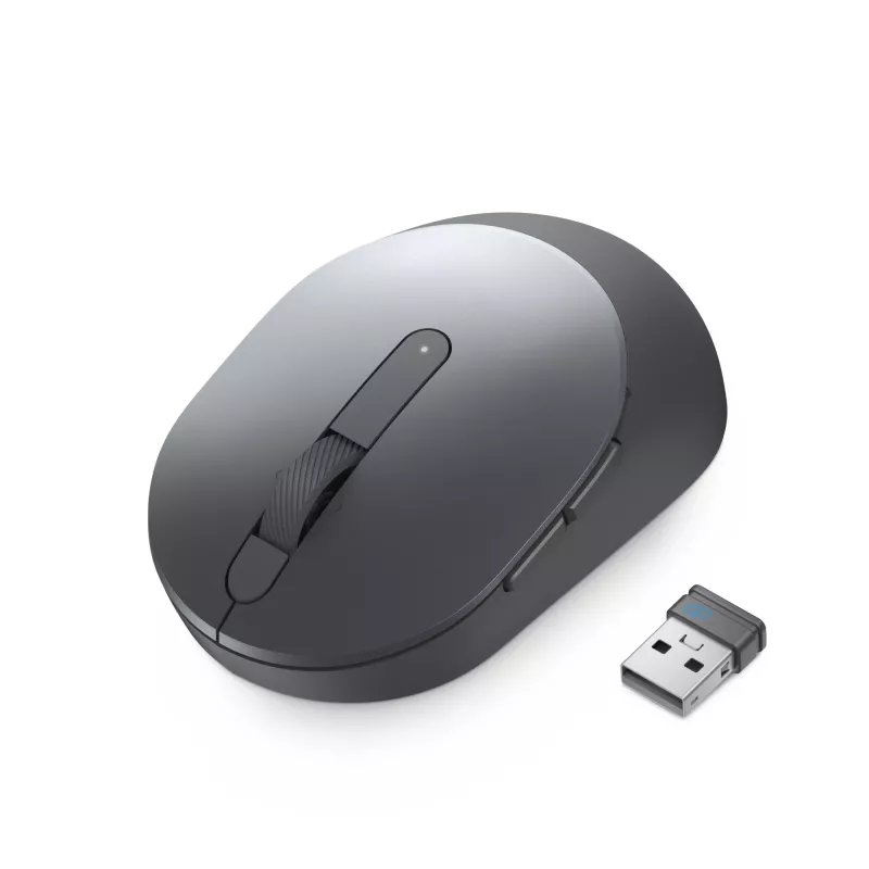 DELL Pro Plus Compact pelė - MS5120W - Titan Gray, abiem rankoms tinkama, optinė, RF belaidė + Bluetooth, 1600 DPI, pilka, titano