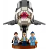 Konstruktorius LEGO Ideas 21350 Jaws rinkinys — 1497 dalys, 3 minifigūrėlės, valtis ir legendinis ryklys, rekomenduojamas amžius 18+