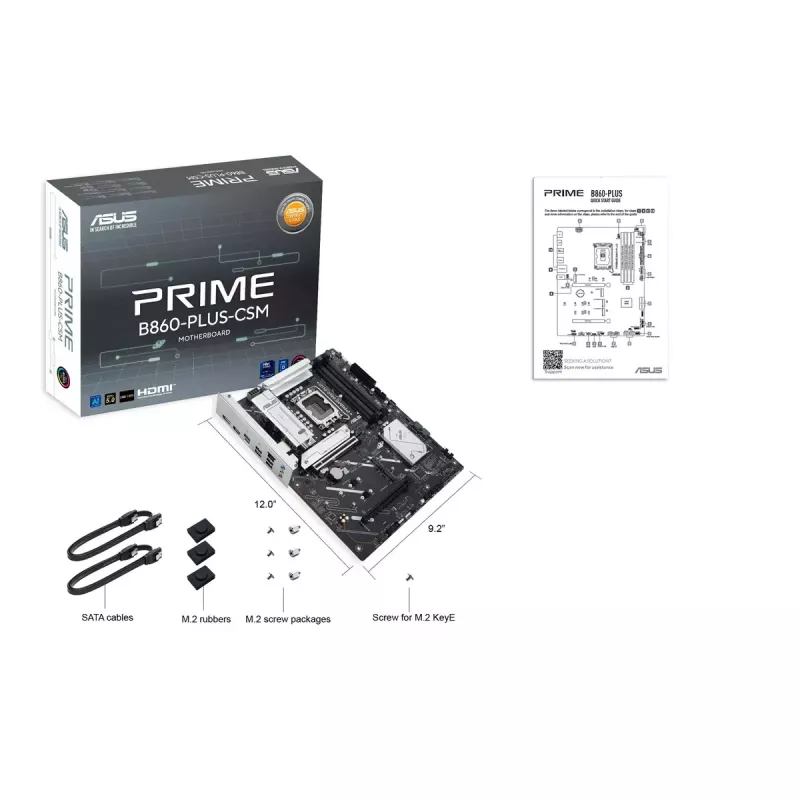 Motininė plokštė ASUS PRIME B860-PLUS-CSM ATX Intel B860 LGA 1851 DDR5, 4× DIMM, 256 GB, 2.5 Gb LAN, 3× M.2, USB-C