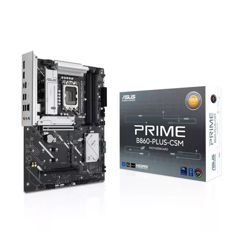 Motininė plokštė ASUS PRIME B860-PLUS-CSM ATX Intel B860 LGA 1851 DDR5, 4× DIMM, 256 GB, 2.5 Gb LAN, 3× M.2, USB-C