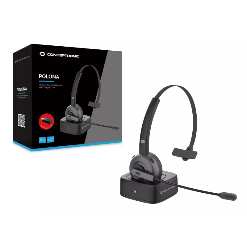 Belaidė Bluetooth ausinė Conceptronic POLONA su įkrovimo stotele