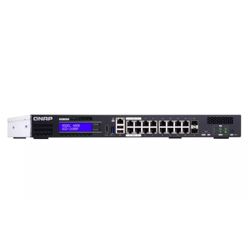QNAP QGD-1600P valdomas Gigabit Ethernet (10/100/1000) maitinimas per Ethernet (PoE) 1U juoda, pilka