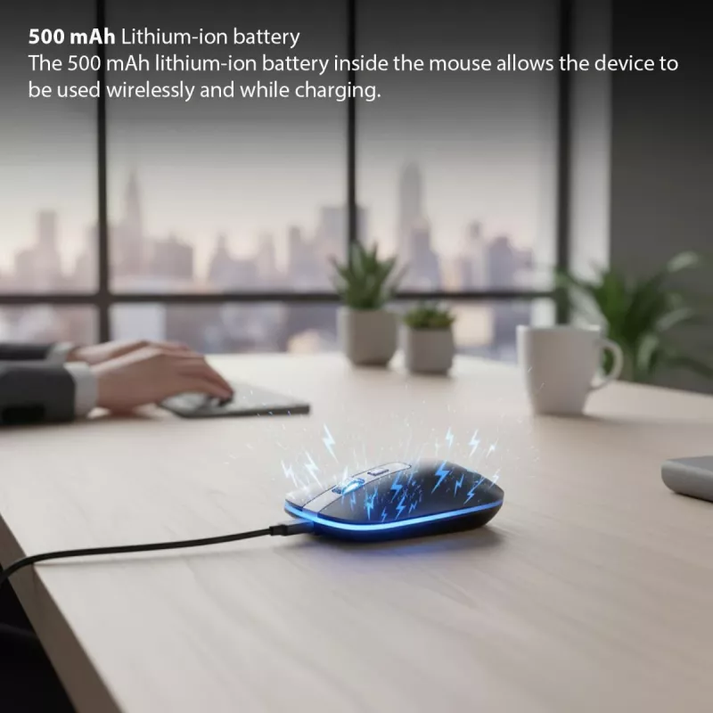 INCA Wireless pelė Iwm-531ra - Bluetooth & Rf Wireless 2.4GHz - 1600dpi - juoda/sidabrinė