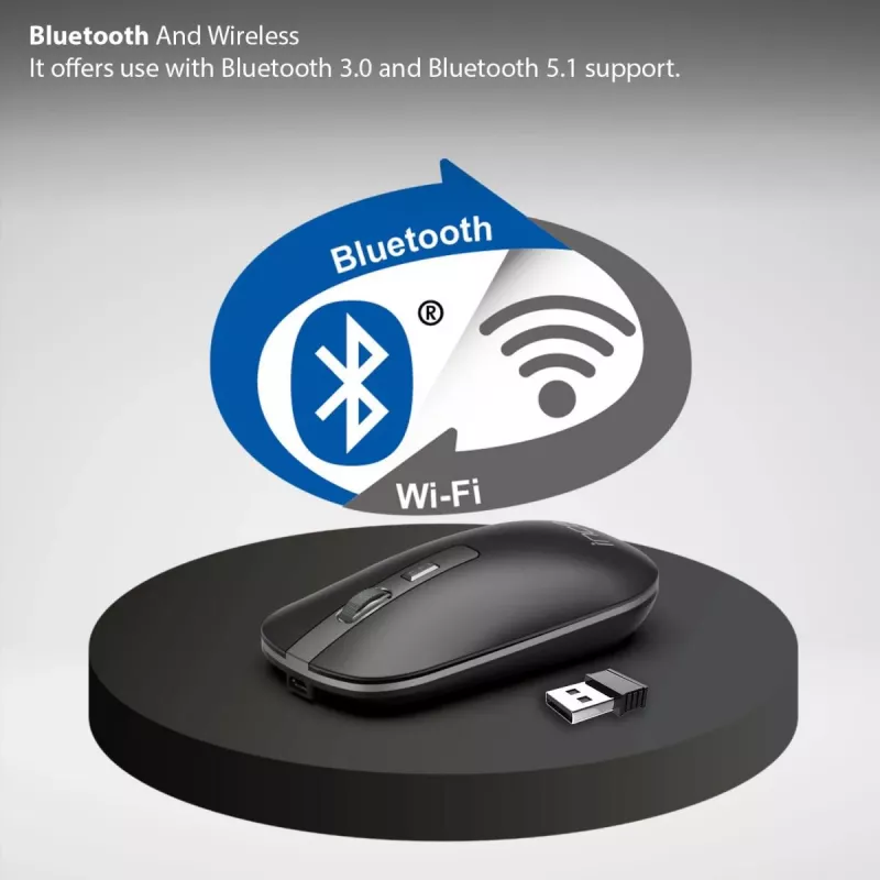 INCA Wireless pelė Iwm-531ra - Bluetooth & Rf Wireless 2.4GHz - 1600dpi - juoda/sidabrinė