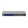 Valdomas Gigabit PoE jungiklis Netgear GS728TXUP — 24 × 10/100/1000 RJ-45, 128 Gbps, 1U, montuojamas stelaže
