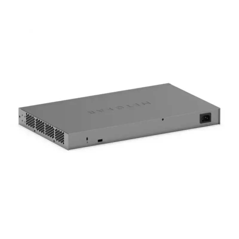 Valdomas Gigabit PoE jungiklis Netgear GS728TXUP — 24 × 10/100/1000 RJ-45, 128 Gbps, 1U, montuojamas stelaže