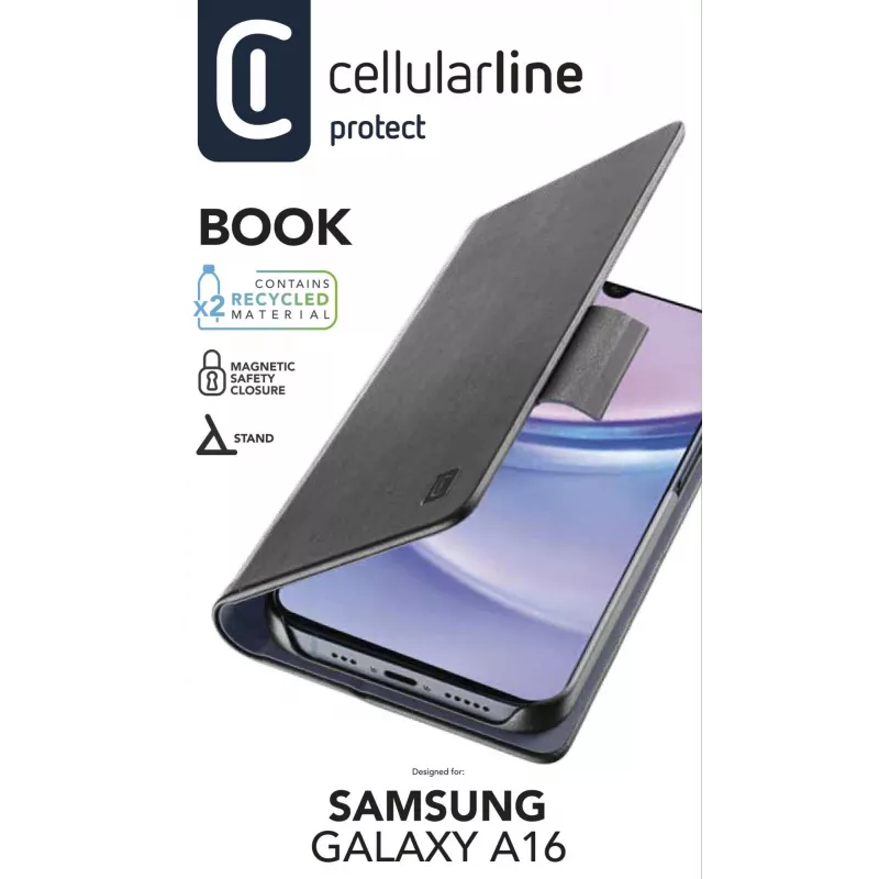 Cellularline Book - Galaxy A16 knygelės tipo dėklas su kortelių kišene ir magnetiniu užsegimu