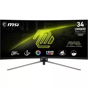 MSI MAG 345CQRDE kompiuterio monitorius 86,4 cm (34 col.) 3440 x 1440 pikselių „UltraWide Dual Quad HD“ juodos spalvos