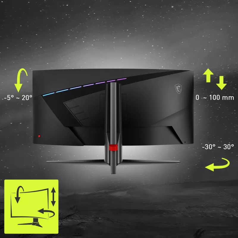 MSI MAG 345CQRDE kompiuterio monitorius 86,4 cm (34 col.) 3440 x 1440 pikselių „UltraWide Dual Quad HD“ juodos spalvos