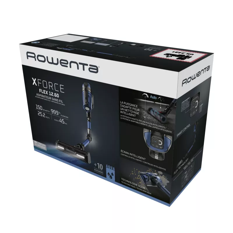 Rowenta RH98C0 2-in-1 lazdelinis dulkių siurblys, akumuliatorinis, sausas ir šlapias valymas, be maišelio, 0,9 l, 320 W, mėlyna, pilka