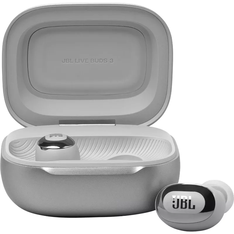 JBL Live Buds 3 ausinės belaidės į ausis įdedamos skambučiams / muzikai / sportui / kasdienai Bluetooth sidabrinės