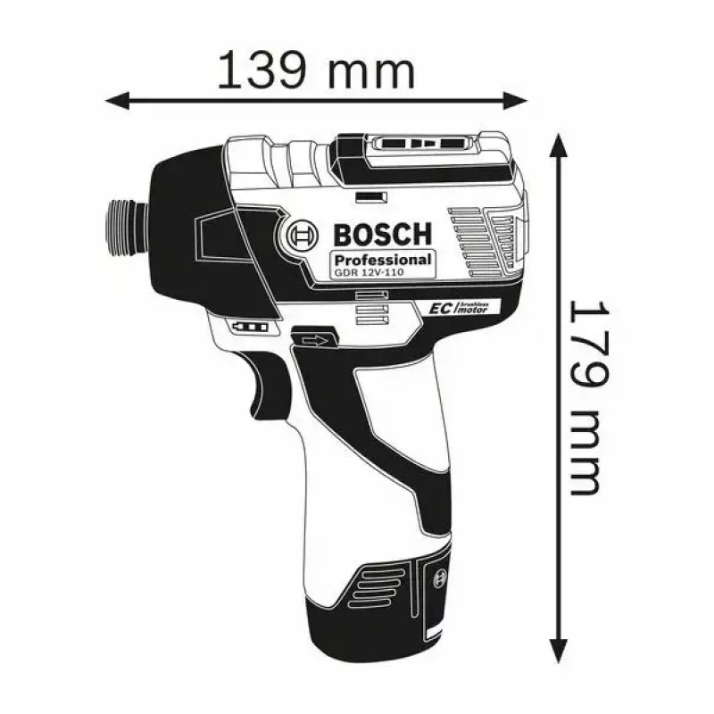 Bosch 0 601 9E0 005 smūginis veržliasukis 1/4 colio 3100 aps./min. 110 N⋅m Juoda, Mėlyna 12 V