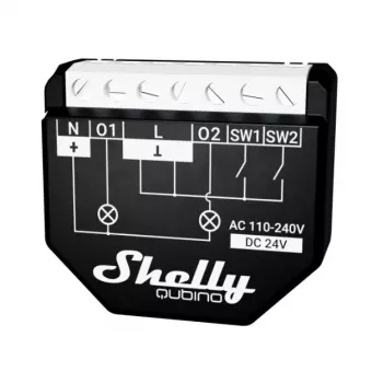 Išmanusis jungiklis Shelly WAVE 2PM Juoda (Shelly) — belaidis Z-Wave, 16 A, 110–240 V, 868,4 MHz