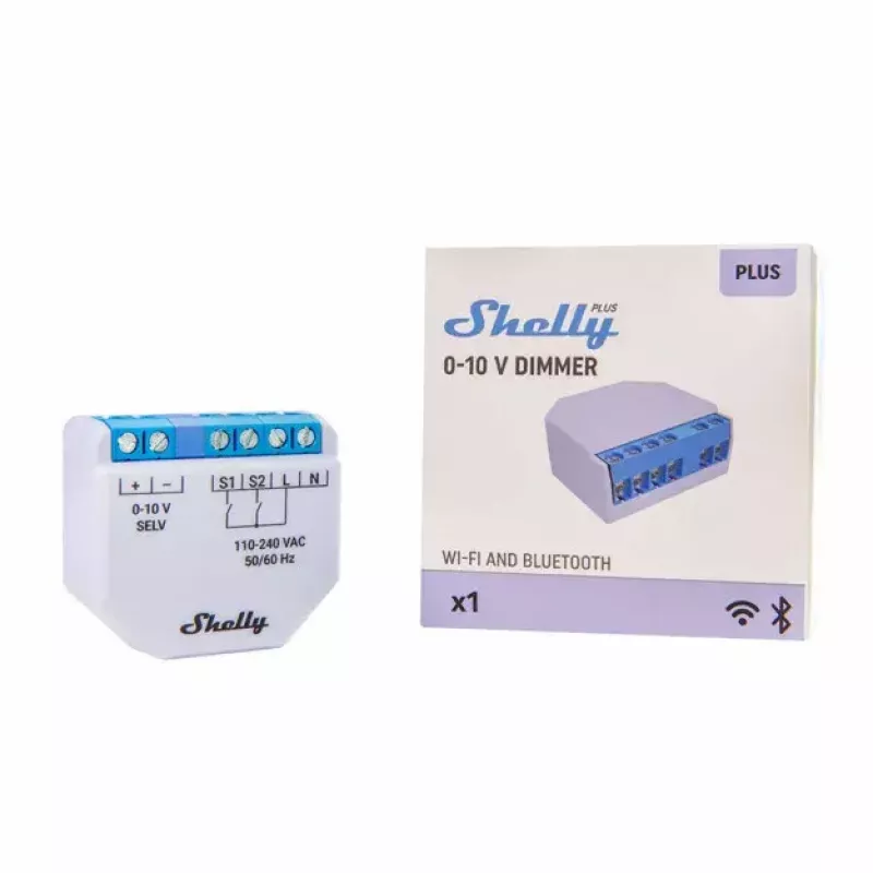 Dimmer Shelly Plus 0-10V Built-in Blue Pilka Wireless Control 110-240V