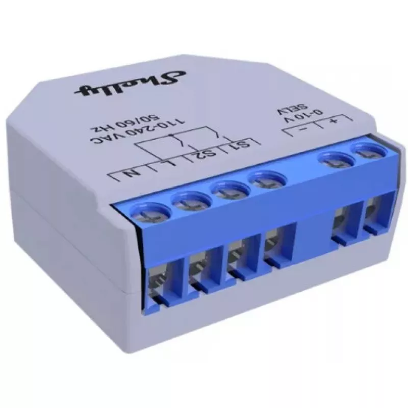 Dimmer Shelly Plus 0-10V Built-in Blue Pilka Wireless Control 110-240V