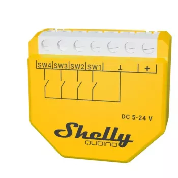 Smart Switch Shelly Qubino Wave i4 DC Geltonas Belaidis 5-24V