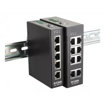 D-Link 5 prievadų nevaldomas pramoninis jungiklis su 5 x 10/100 BaseT(X) prievadais