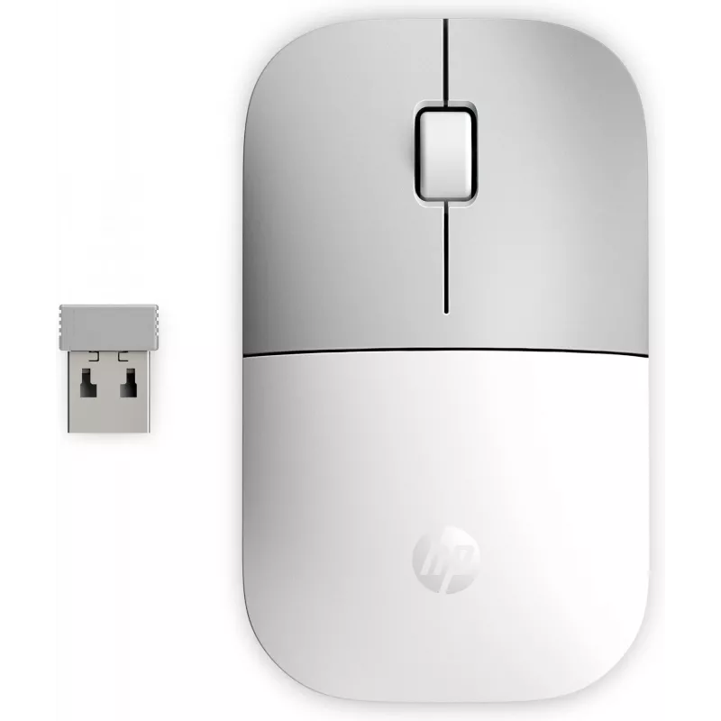 HP Z3700 belaidė pelė, keraminė balta, ambidekstrinė, optinė, RF belaidė, 1200 DPI, sidabrinė, balta