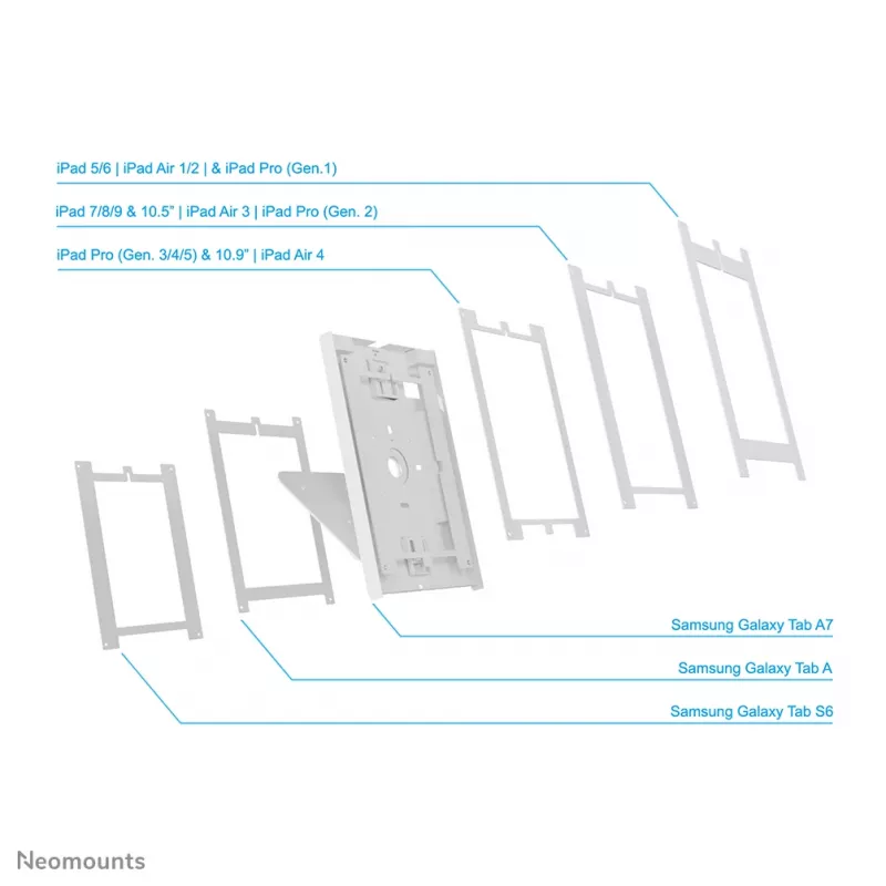 Neomounts DS15-630WH1 planšetės stovas stalui ir sienai 9,7–11 colių - užrakinamas