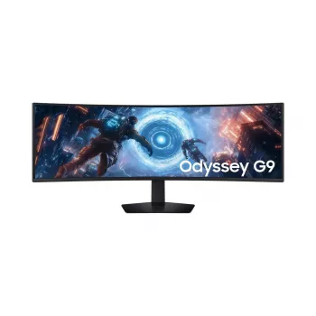 49 colių Samsung G91F Dual QHD LCD monitorius 5120×1440 32:9 VA lenktas 1 ms 144 Hz USB 3.2 Gen1 VESA aukštis reguliuojamas