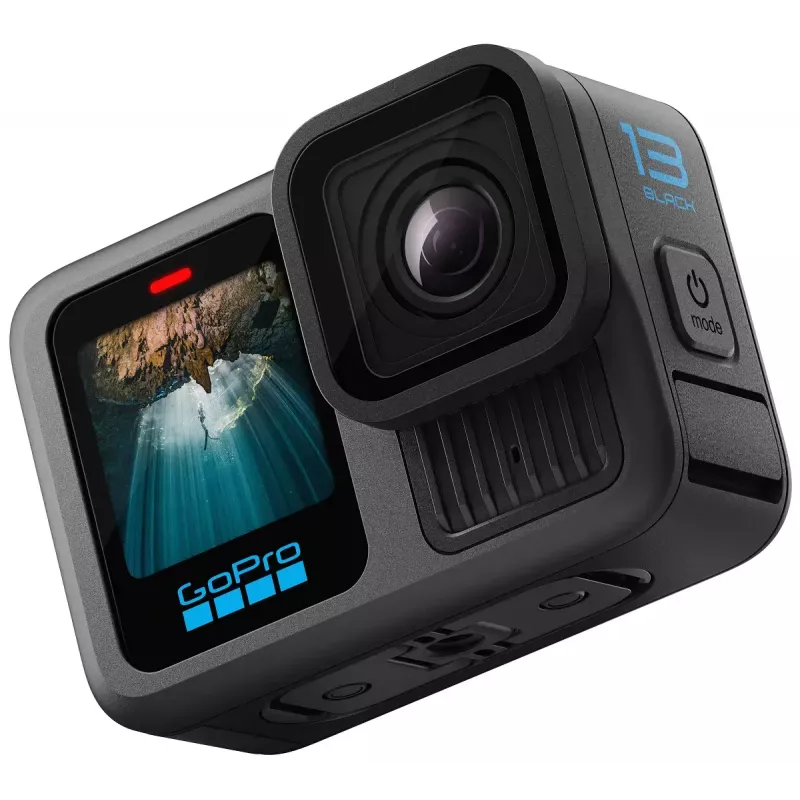Veiksmo kamera GoPro HERO13 Black rinkinys — 5.3K itin didelė raiška, 27,6 MP CMOS, 240 kadrų/s, 2,27 colio LCD, 2x skaitmeninis priartinimas, stereo WAV garsas