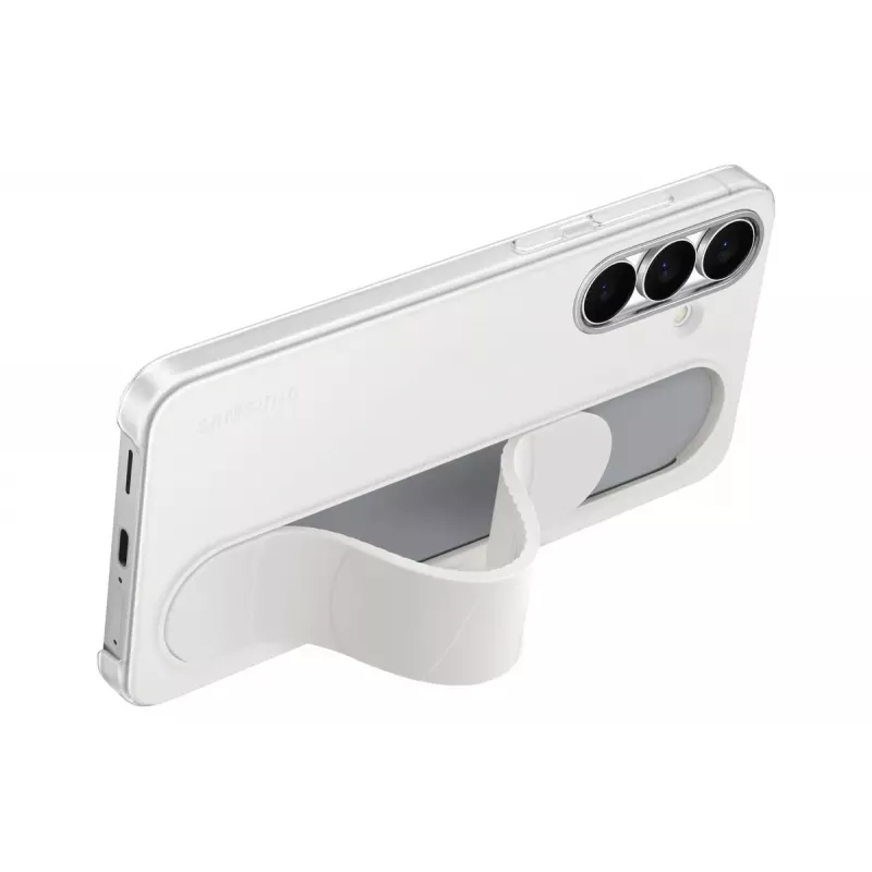 Stovimoji rankenėlė-dėklas Samsung Galaxy S25 FE – balta, stalinis stovas