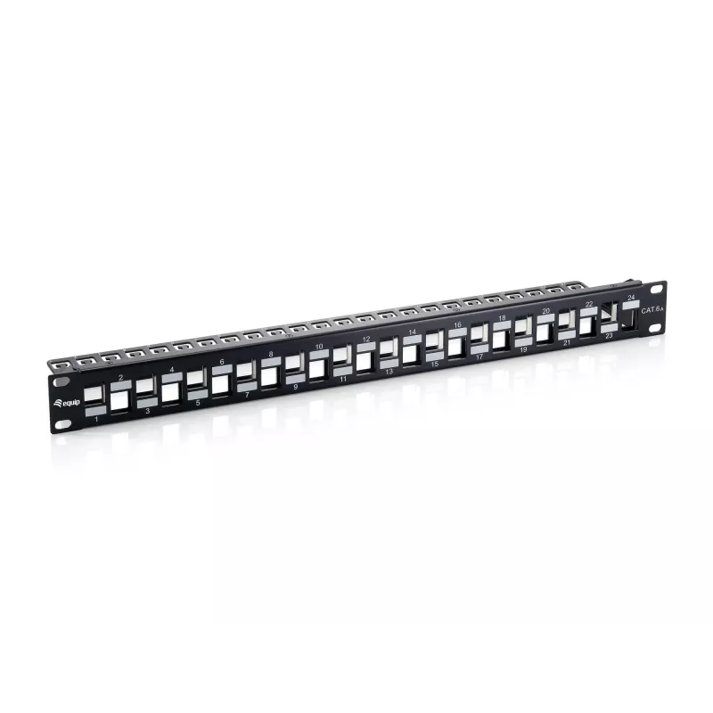 Equip 24 prievadų Keystone Cat.6A ekranuotas pataisų skydas, juodas