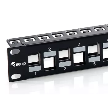 Equip 24 prievadų Keystone Cat.6A ekranuotas pataisų skydas, juodas