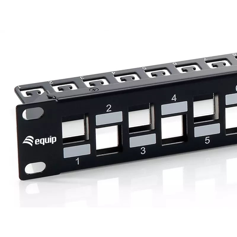 Equip 24 prievadų Keystone Cat.6A ekranuotas pataisų skydas, juodas