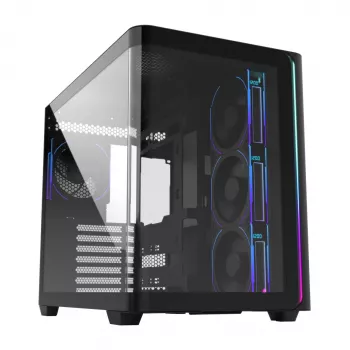 FSP M580-BP Plus korpusas Midi Tower mITX, mATX juodas ARGB, Midi Tower, PC, Juoda, ATX, micro ATX, Mini-ITX, Stiklas, SPCC, 16 cm
