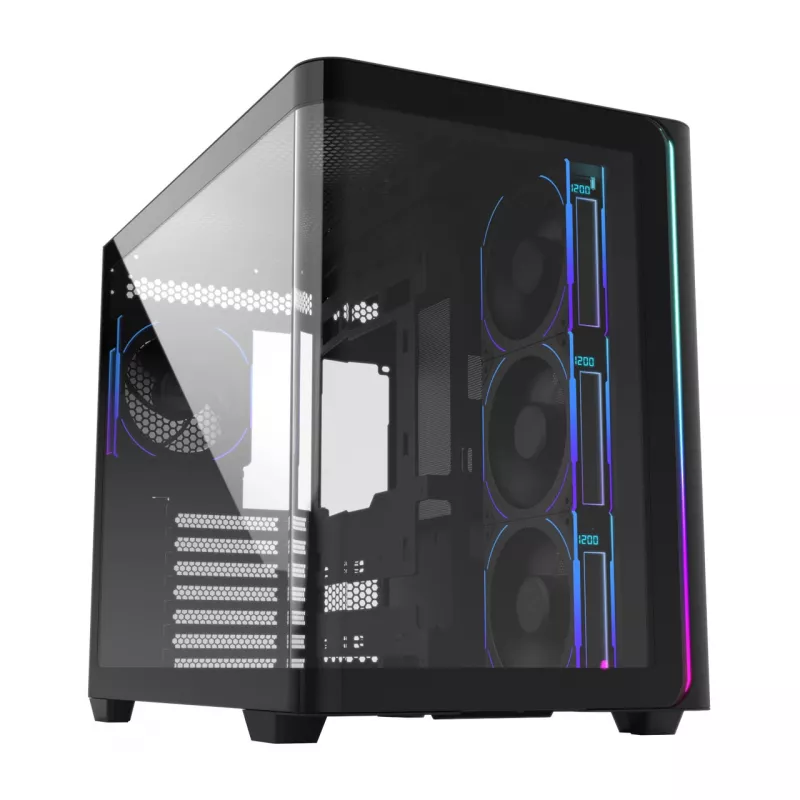 FSP M580-BP Plus korpusas Midi Tower mITX, mATX juodas ARGB, Midi Tower, PC, Juoda, ATX, micro ATX, Mini-ITX, Stiklas, SPCC, 16 cm
