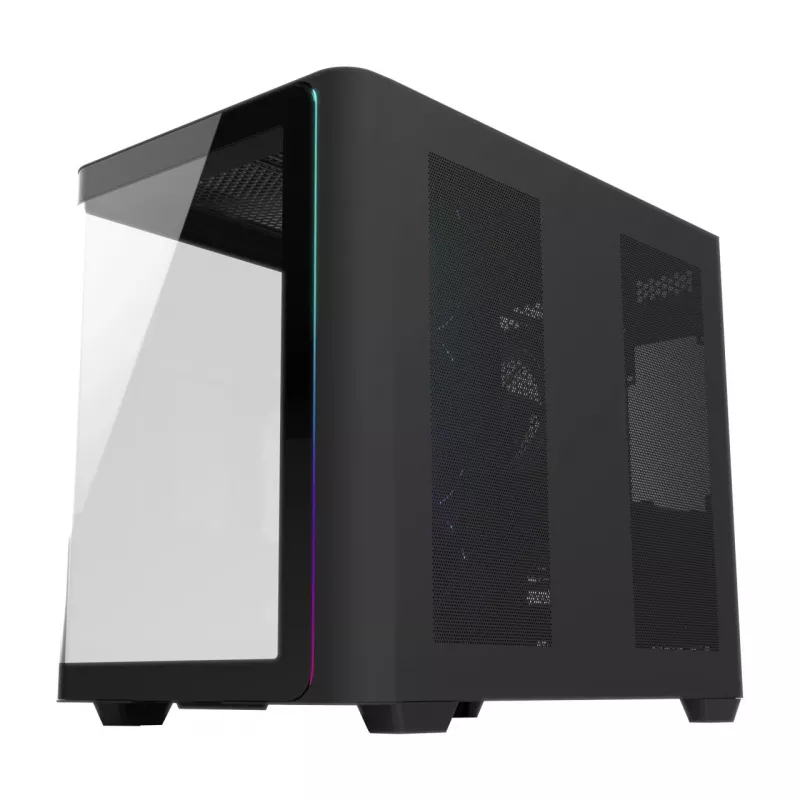 FSP M580-BP Plus korpusas Midi Tower mITX, mATX juodas ARGB, Midi Tower, PC, Juoda, ATX, micro ATX, Mini-ITX, Stiklas, SPCC, 16 cm